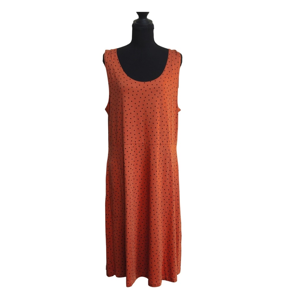 New! Gudrun Sjoden Polka Dot Tank Dress Size XL Lagenlook Art to Wear Pocket NWT